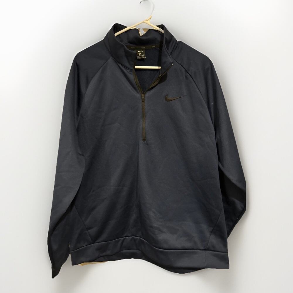 Nike Dri Fit Therma 1/4 Zip Fleece lined Pullover navy Mens XL Quarter Zip
